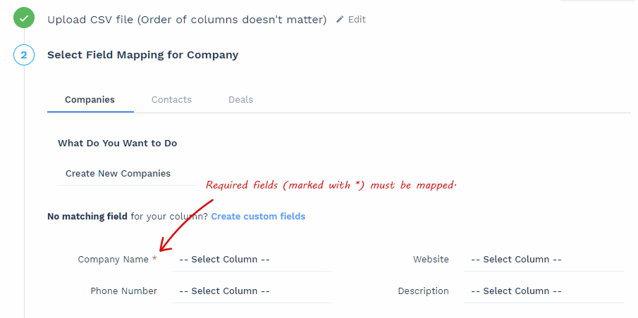 Import Leads - require fields